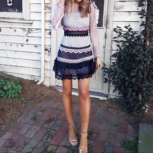 Self-Portrait Dresses & Skirts - SELF-PORTRAIT Bellis Ruffle guipure lace dress